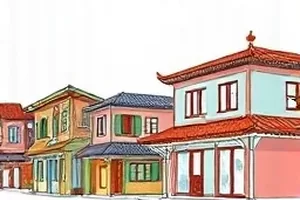 《水泥花园》横版封面，楼顶水泥裂缝与小花插画