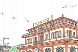 《凌晨四点的粥铺》横版封面，清晨粥铺蒸汽与街灯插画